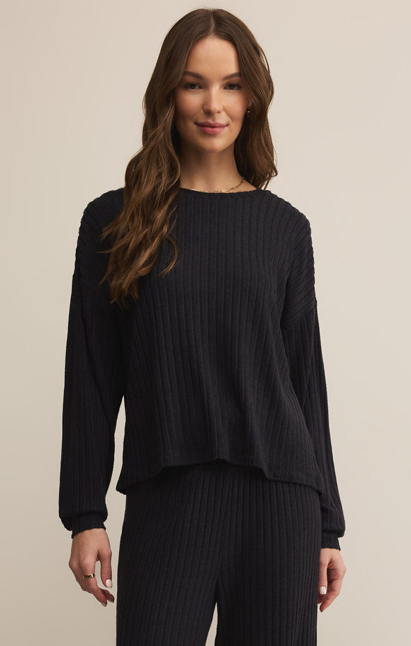z supply daydream rib long sleeve top black sand