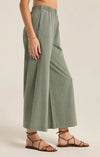 z supply scout jersey flare pant palm green wide leg elastic waist pockets ankle cropped length
