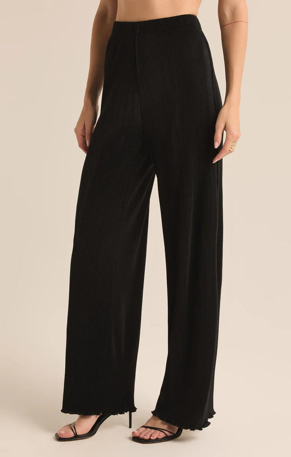 z supply denia pleated high rise pleated wide leg pant black