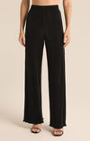 z supply denia pleated high rise pleated wide leg pant black