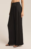 z supply lisse wide leg pant black high rise wide leg sleek dress trouser pant midweight pockets pleated black