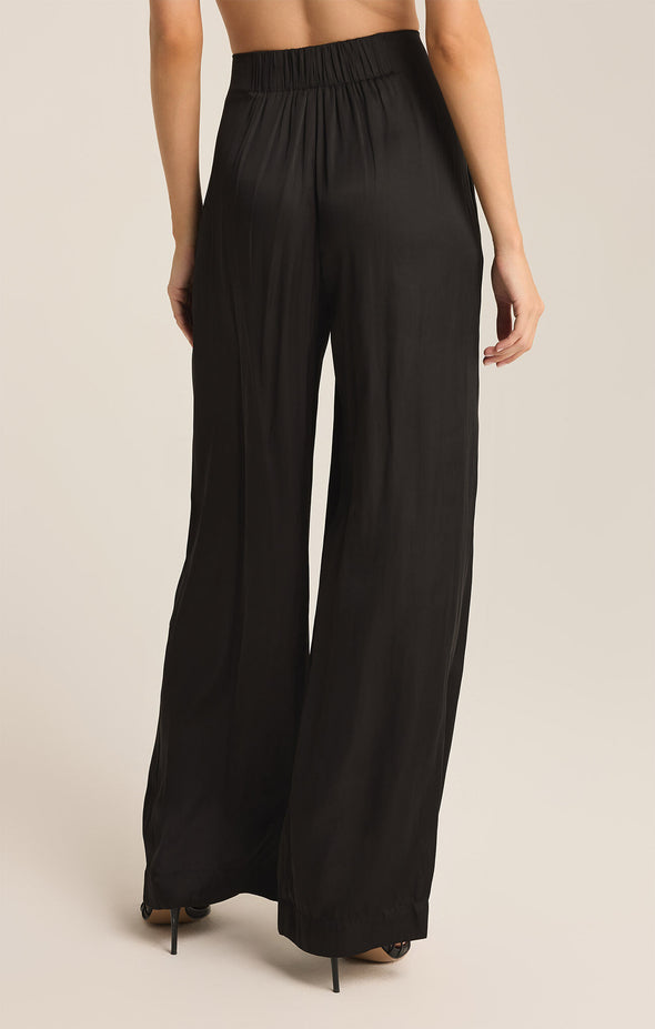 z supply lisse wide leg pant black high rise wide leg sleek dress trouser pant midweight pockets pleated black