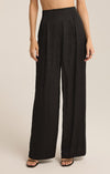 z supply lisse wide leg pant black high rise wide leg sleek dress trouser pant midweight pockets pleated black