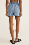 z supply scout jersey denim short medium indigo high rise elastic waistband midweight mineral wash relaxed fit cotton