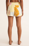 z supply scout riviera linen short mellow yellow high rise fully lined elastic wasitband tropical floral print soft short spring summer