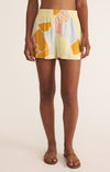 z supply scout riviera linen short mellow yellow high rise fully lined elastic wasitband tropical floral print soft short spring summer