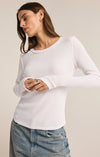 z supply arlet thermal top long sleeve lightweight waffle knit crew neck basic top