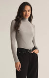 z supply lira turtle neck top basic long sleeve fitted fall winter layering essential classic heather grey