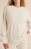 z supply classic boyfriend fleece sweatshirt long sleeve relaxed fit winter white crewneck