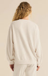 z supply classic boyfriend fleece sweatshirt long sleeve relaxed fit winter white crewneck