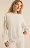 z supply classic boyfriend fleece sweatshirt long sleeve relaxed fit winter white crewneck