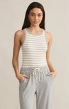 z supply hadley striped tank crewneck sleeveless midweight fitted ribbed basic striped tank top classic heather grey