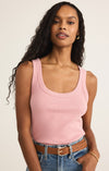 z supply elin rib tank scoop neck sleeveless wide strap bra friendly lighweight fitted ribbed basic tank top pink smoke