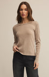 z supply arlet thermal top long sleeve lightweight waffle knit crew neck basic top