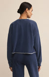 z supply circuit knit denim sweatshirt indigo