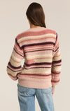 z supply asheville stripe sweater chunky knit colorful pattern plush yarns crewneck balloon sleeve rose bud