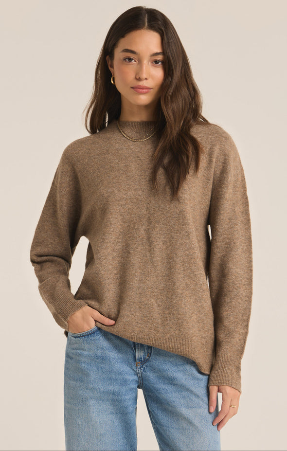 z supply gia crewneck sweater chai pullover crewneck lightweight long sleeve relaxed fit basic fall winter sweater