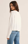 z supply emerson cropped sweater white lightweight cotton relaxed fit summer pullover crewneck long sleeve