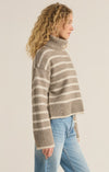 z supply josephine stripe sweater roll neck turtleneck rib detailing striped long sleeve relaxed fit taupe cream sweater