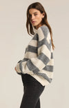 z supply anders stripe sweater classic heather grey oversized striped sweater crew neckline