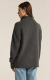 z supply richie sweater long sleeve relaxed fit turtle neck midweight basic sweater charcoal heather