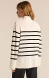 z supply fin stripe sweater turtleneck sweater long sleeve horizontal stripe rib details longer length midweight sea salt cream black