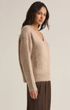 z supply all i want v-neck sweater heather taupe relaxed fit v-neckline mohair soft sweater slouchy basic fall winter sweater