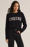 z supply lizzy cheers sweater black long sleeve crewneck holiday graphic pullover