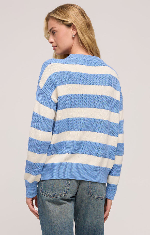 z supply boyfriend sailor sweater crewneck long sleeve striped midweight cozy pullover blue river