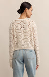 z supply rosalyn sweater cardigan crewneck long sleeve button front crochet sweater crystal cream