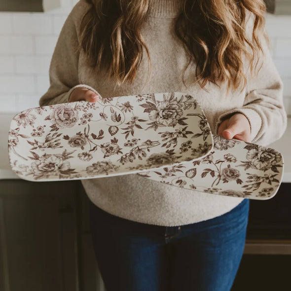 The Harriet Delft Floral Melamine Tray Set
