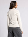 alaine top thread & supply heather oatmeal long sleeve collared polo top super soft brushed knit top