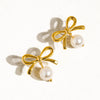 aleah 18k gold non-tarnish bow pearl earring