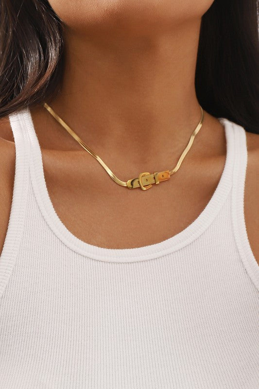 The Alexis 18k Gold Plated Buckle Necklace