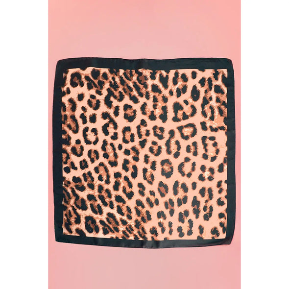 leopard print silky bandana scarf brown black