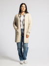 avani cardigan thread & supply heather beige longline basic cardigan midweight ribbed details pockets