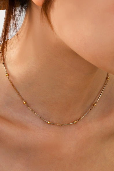 ball chain necklace gold plated non-tarnish waterproof