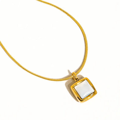 berenice 18k gold plated non-tarnish waterproof square shell necklace