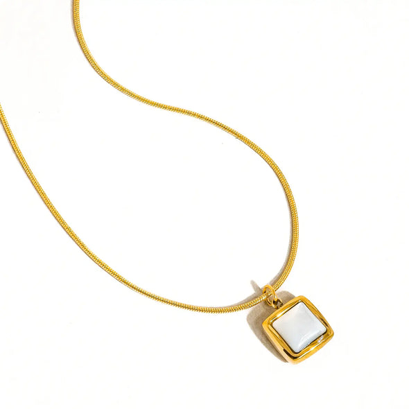 berenice 18k gold plated non-tarnish waterproof square shell necklace