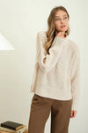 blu pepper MOCK NECK SPLIT HEM KNIT PULLOVER SWEATER textured oatmeal ribbed details exposed seams relaxed fit