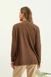 blu pepper basic open front knit long sleeve cardigan sweater brown