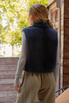 blu pepper fleece zip up vest with pockets sherpa denim navy