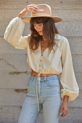 The Harper Cropped Button Down Top