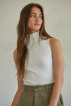 by together sleeveless turtleneck ribbed sweater top off white