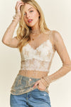 mock neck lace layering top