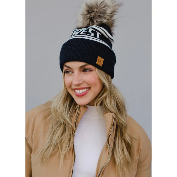 midwest beanie with faux fur pom pom