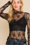 mock neck lace layering top