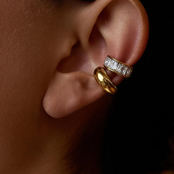 18k gold plated baguette ear cuff