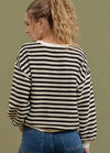 contrast ribbed relaxed knit top stripe