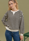 contrast ribbed relaxed knit top stripe